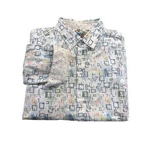 Robert Graham Long Sleeve Shirt Mens L Button Front Flip Cuff Abstract  Colorful
